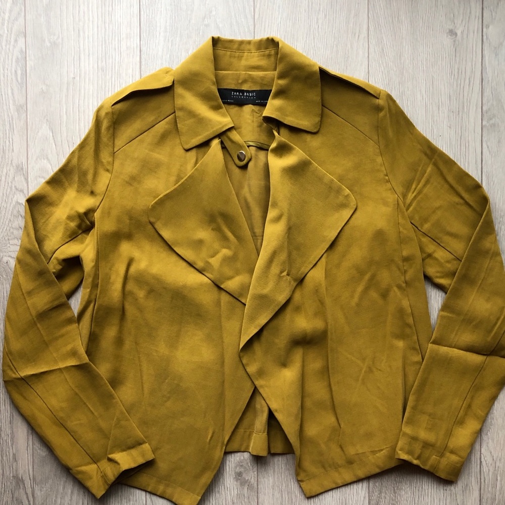 Zara Mustard Flowy Lapel Overshirt Jacket